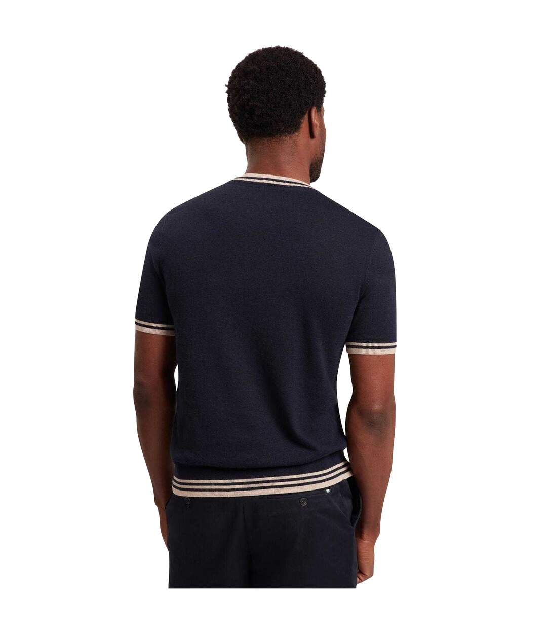 Mens Tipped Merino Wool Pocket Regular T-shirt Navy Ted Baker-3