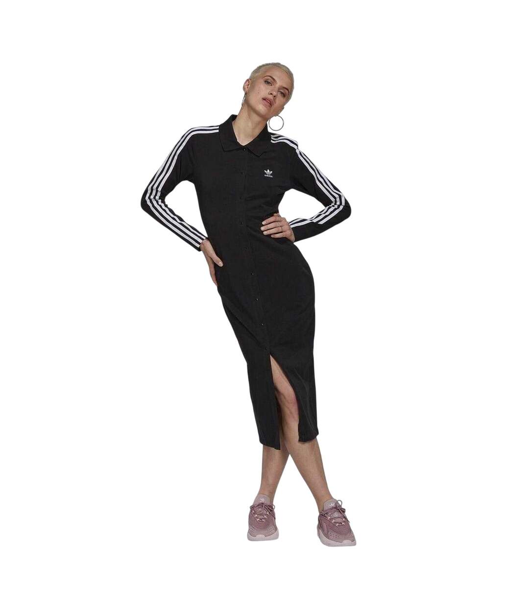 Womens/ladies Originals Midi Shirt Dress Black Adidas-4