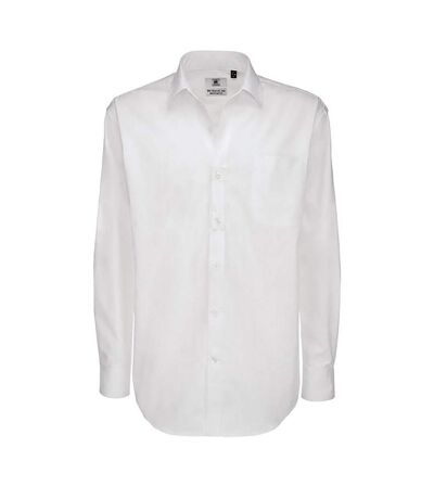 B&C Mens Sharp Twill Cotton Long Sleeve Shirt / Mens Shirts (White) - UTBC113