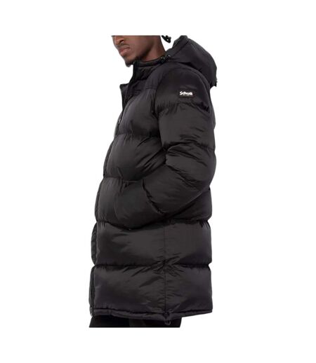 Doudoune longue noire à capuche noir homme schott micks