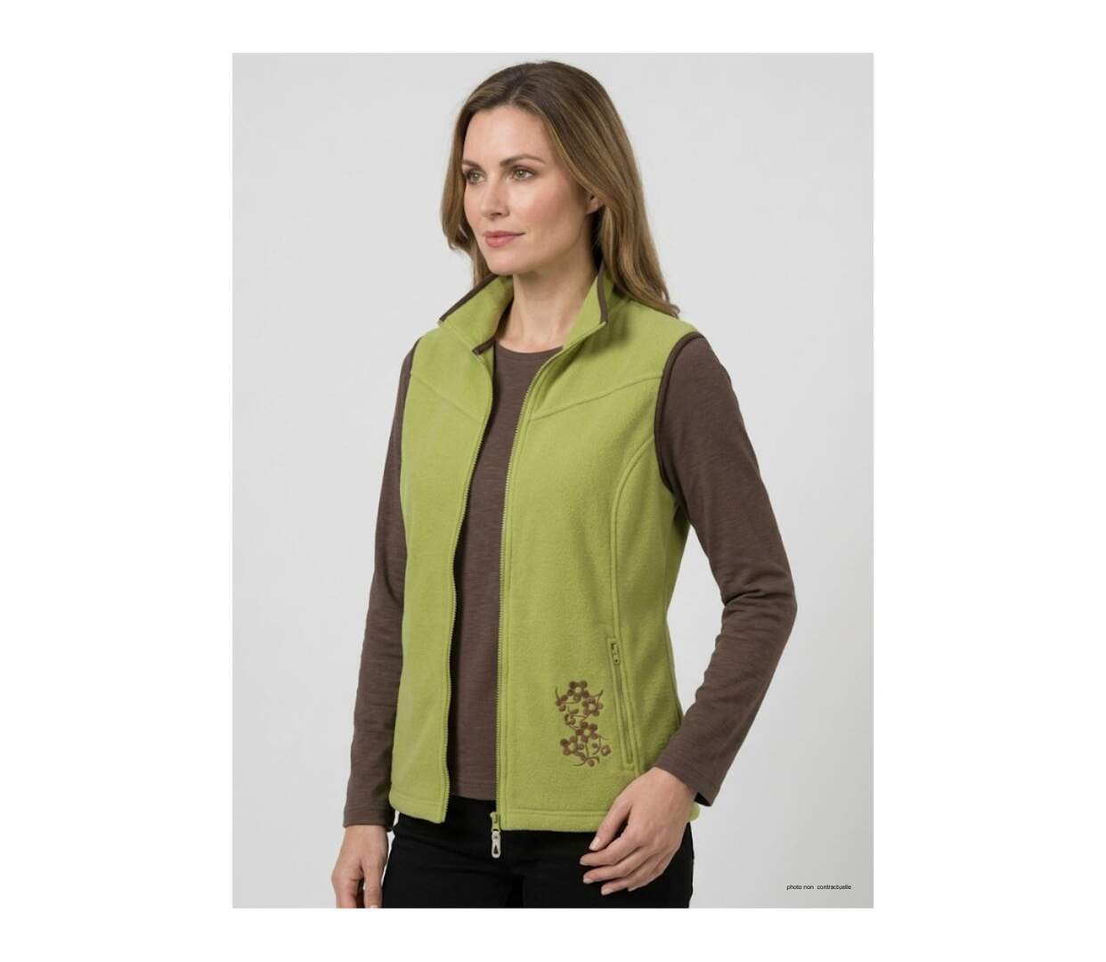 Gilet Polaire Femme Sans Manches SH1026 Vert/Marron (Mayflower)-1