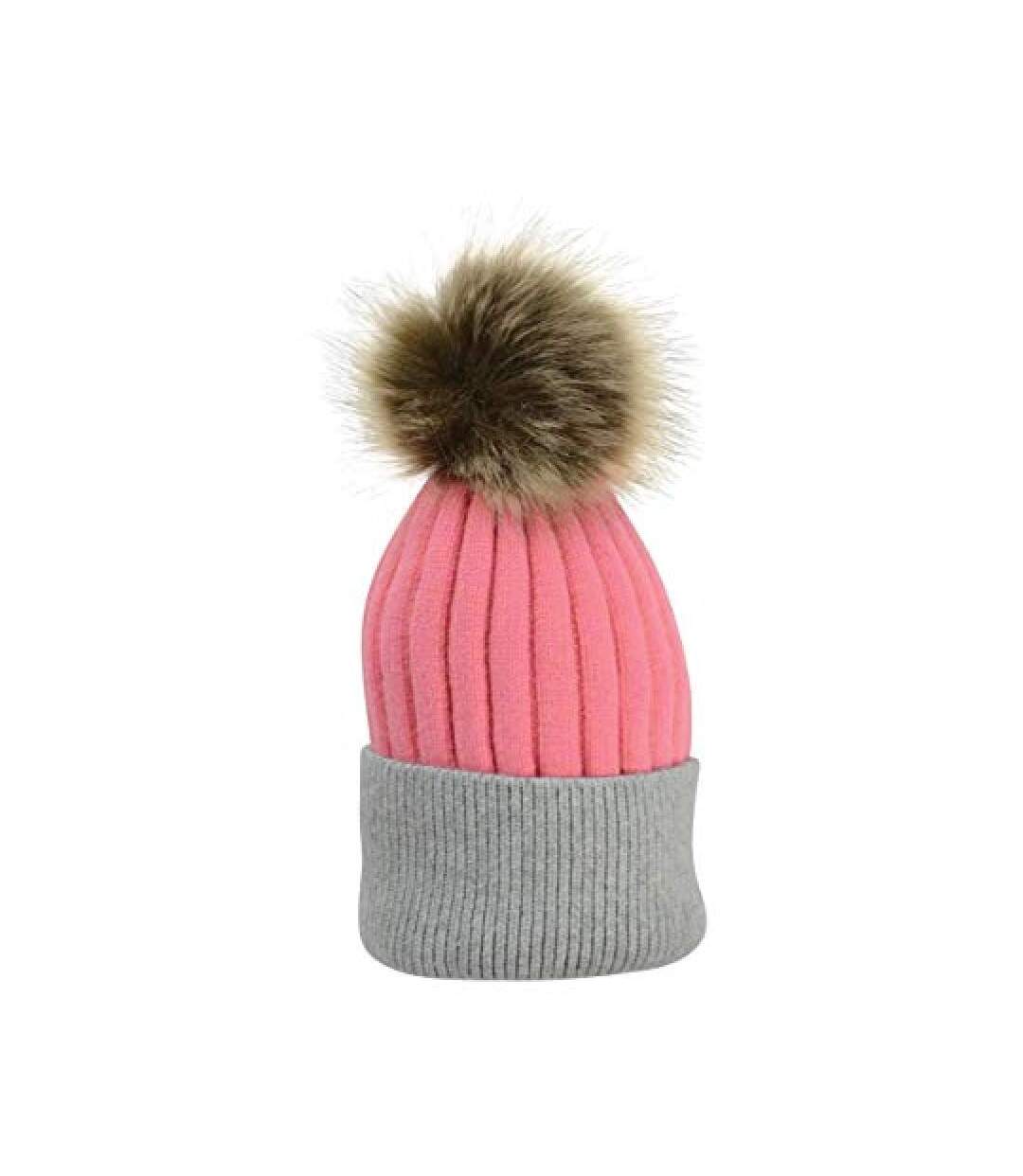 Adults luxembourg luxury bobble hat coral/charcoal HyFASHION-1