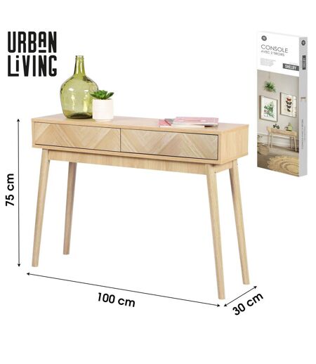 Console 2 tiroirs Shelby en bois avec système d'ouverture push pull - Beige
