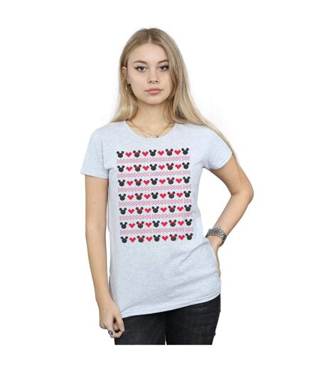 Disney Femme/Les femmes Mickey et Minnie Coeurs de Noël - T-shirt en coton (Gris sportif) - UTBI31626