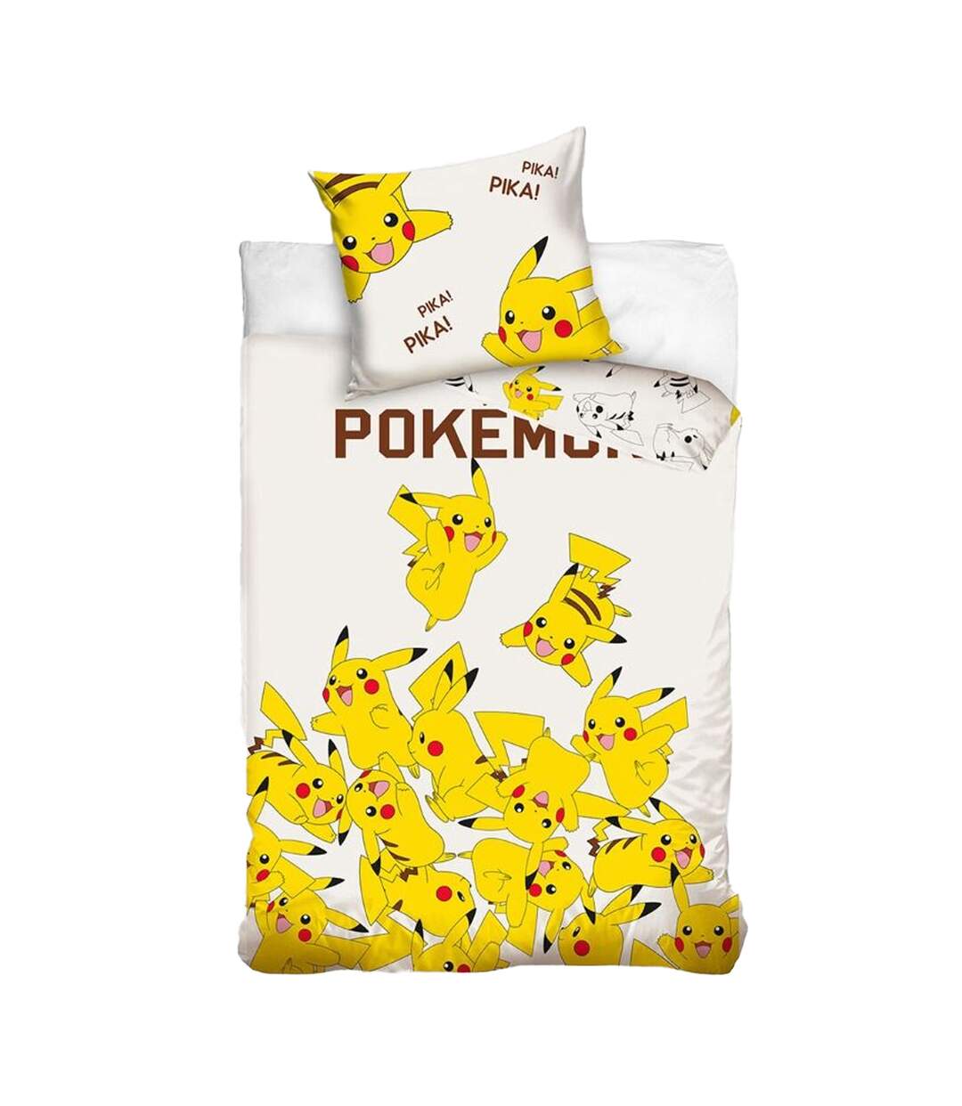 Parure De Lit Motif Pikachu Pika Jaune Blanc Pokemon-1