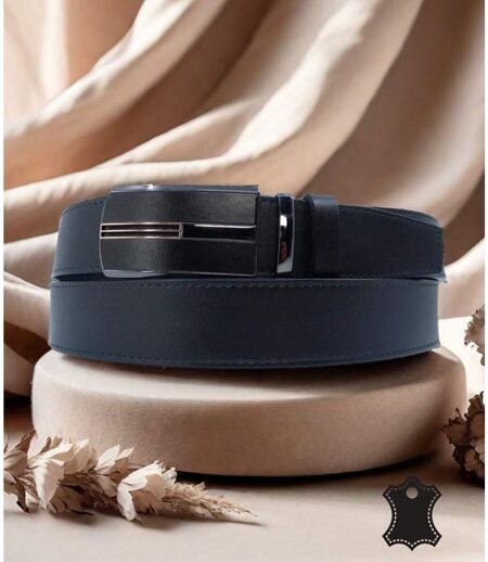 Ceinture en cuir homme cuir  vachette de couleur noir - Sangle réglable