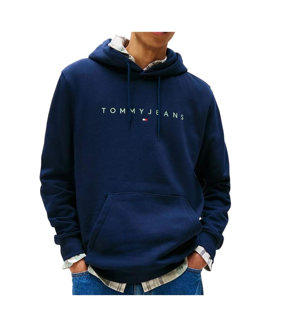 Sweat marine homme tommy hilfiger linear logo-1