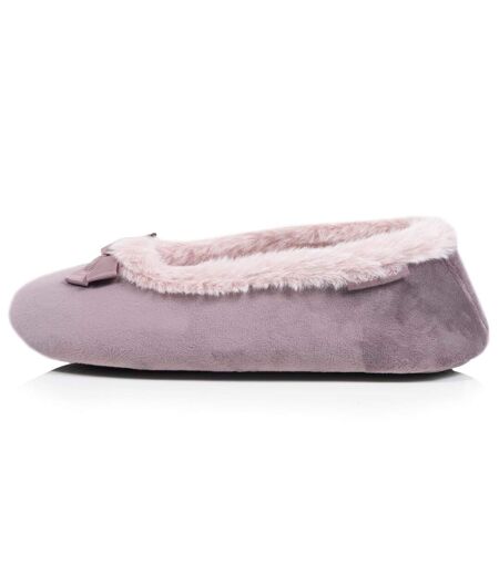 Isotoner Chaussons extra-light Ballerines femme microvelours, semelle gomme ultra souple