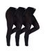 3 Pack Multipack Women's Black Thermal Footless Leggings, Ladies Winter Tights-1