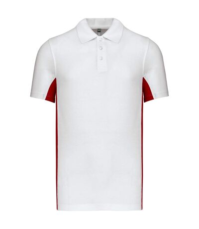 Kariban Mens Flag Polycotton Pique Polo Shirt (White/Red) - UTPC6433