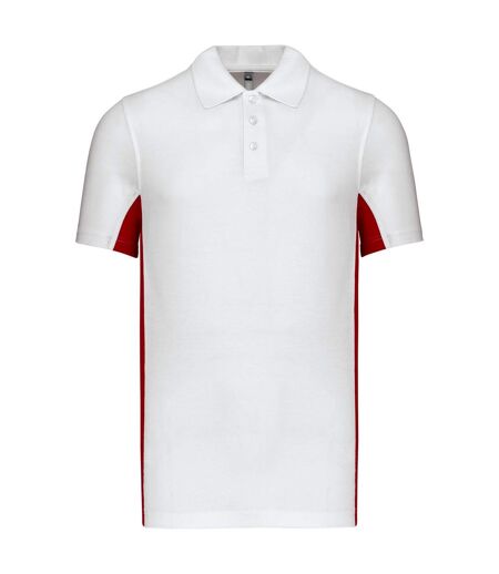 Kariban Mens Flag Polycotton Pique Polo Shirt (White/Red)
