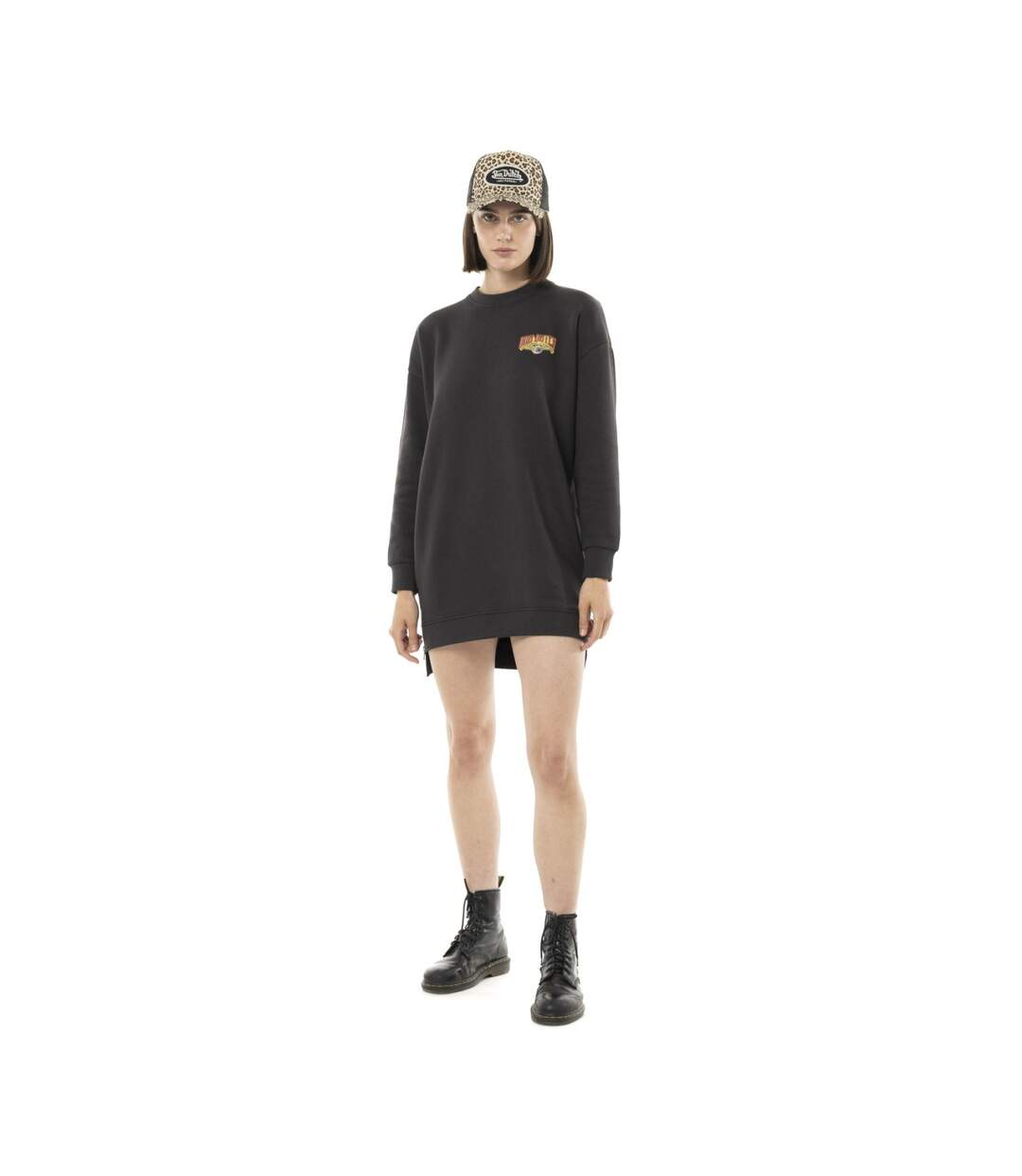 Robe sweat femme manches longues avec print dos et zip sur côté Vondutch-5
