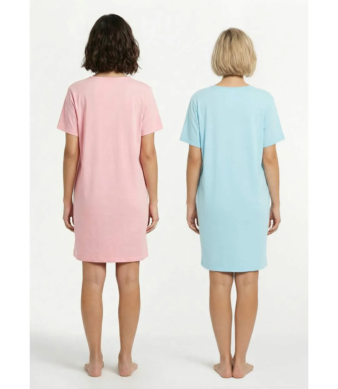 Chemise de nuit courte coton uni - lot de 2-2