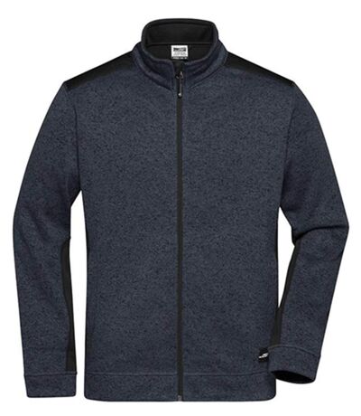 Veste polaire tricot de travail - Homme - JN862 - gris carbone mélange noir