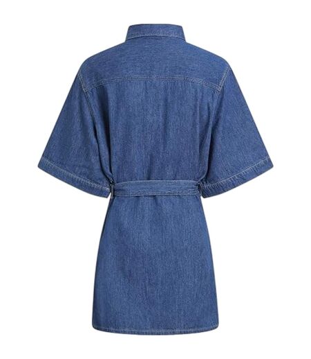 Womens/ladies Denim Collared Boxy Mini Shirt Dress Medium Blue Calvin Klein