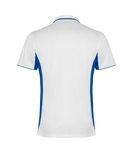 Unisex Adult Montmelo Short-sleeved Sports Polo Shirt White Royal Blue Roly