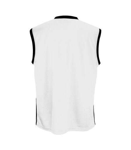 Spiro Mens Basketball Quick Dry Sleeveless Top (White/Black)