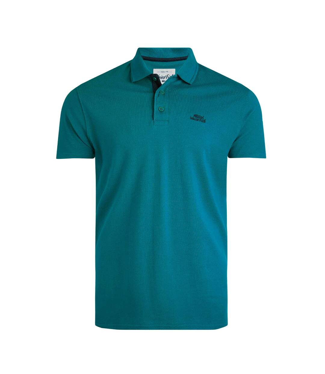 Mens miles pique natural polo shirt peacock blue Weird Fish