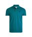 Mens miles pique natural polo shirt peacock blue Weird Fish