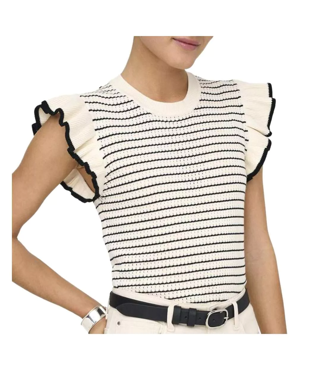 T-Shirt écru/noir femme jdy carice-1