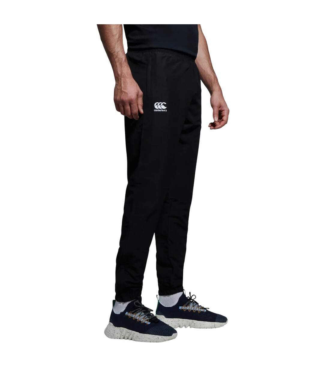 Mens Club Plain Tapered Leg Tracksuit Bottoms Black Canterbury-1