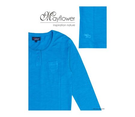 Tee-shirt MAYFLOWER CHINA4B à manches longues : le chic du coton flammé avec poche poitrine