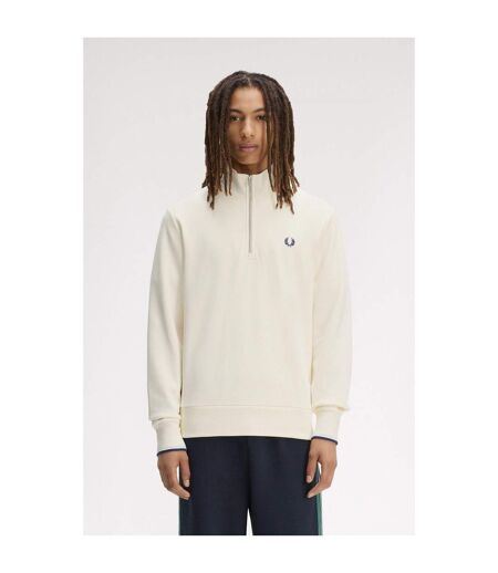 Mens Logo Half Zip Sweatshirt Ecru Fred Perry