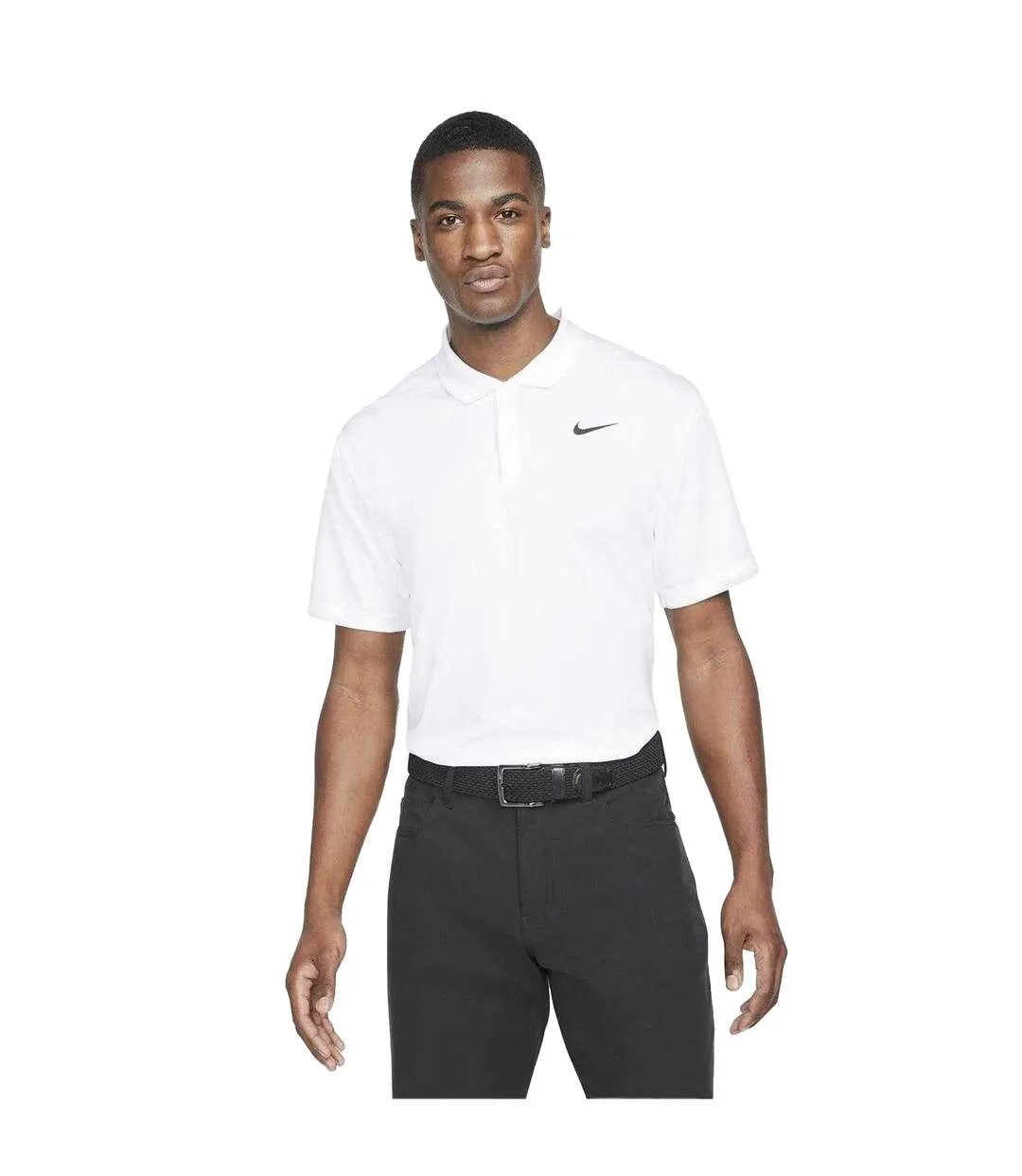 Mens Victory Dri-fit Golf Polo Shirt White Black Nike-2