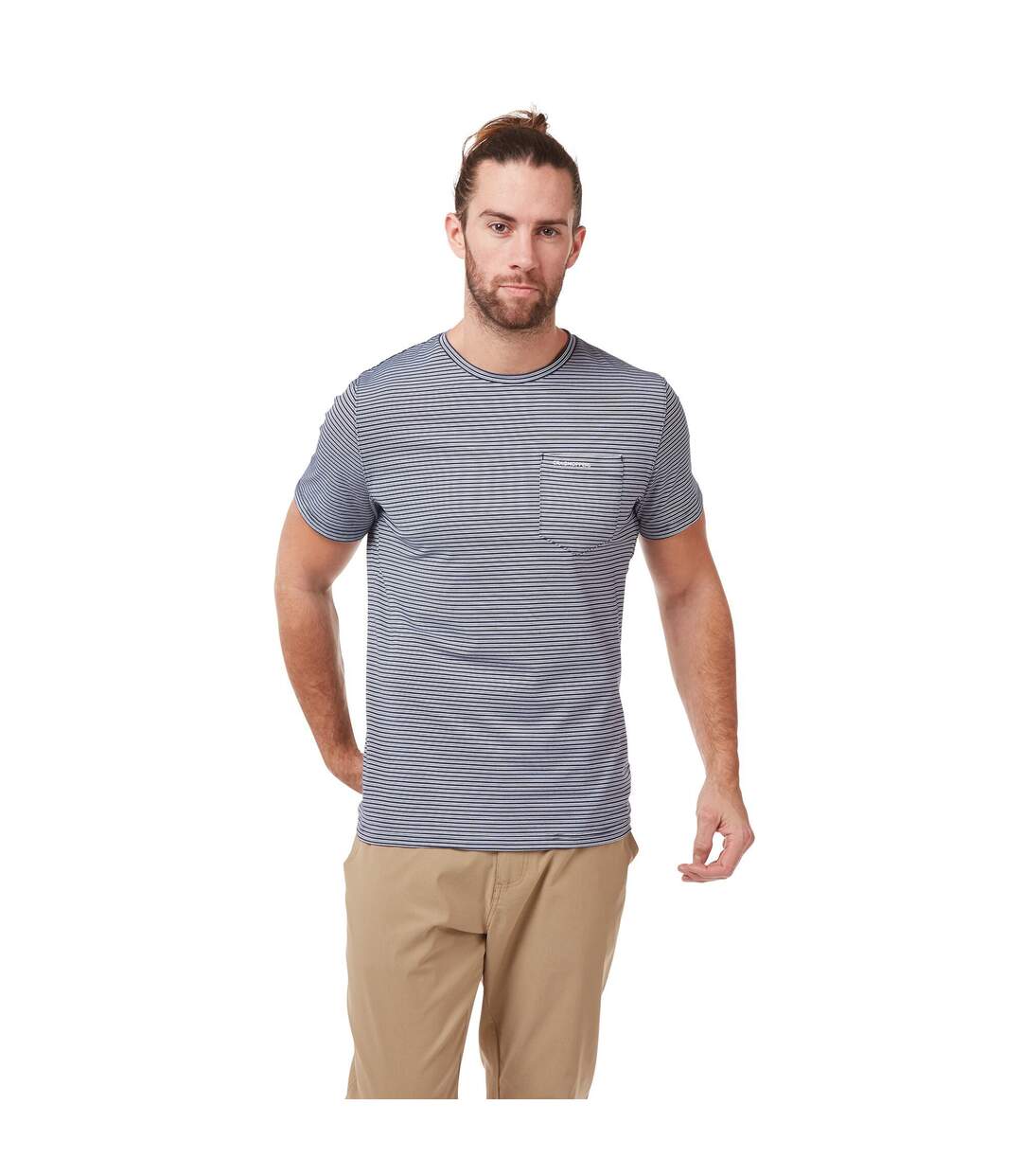 Craghoppers Mens NosiLife Ina Short Sleeved T-Shirt (Blue Navy Stripe)