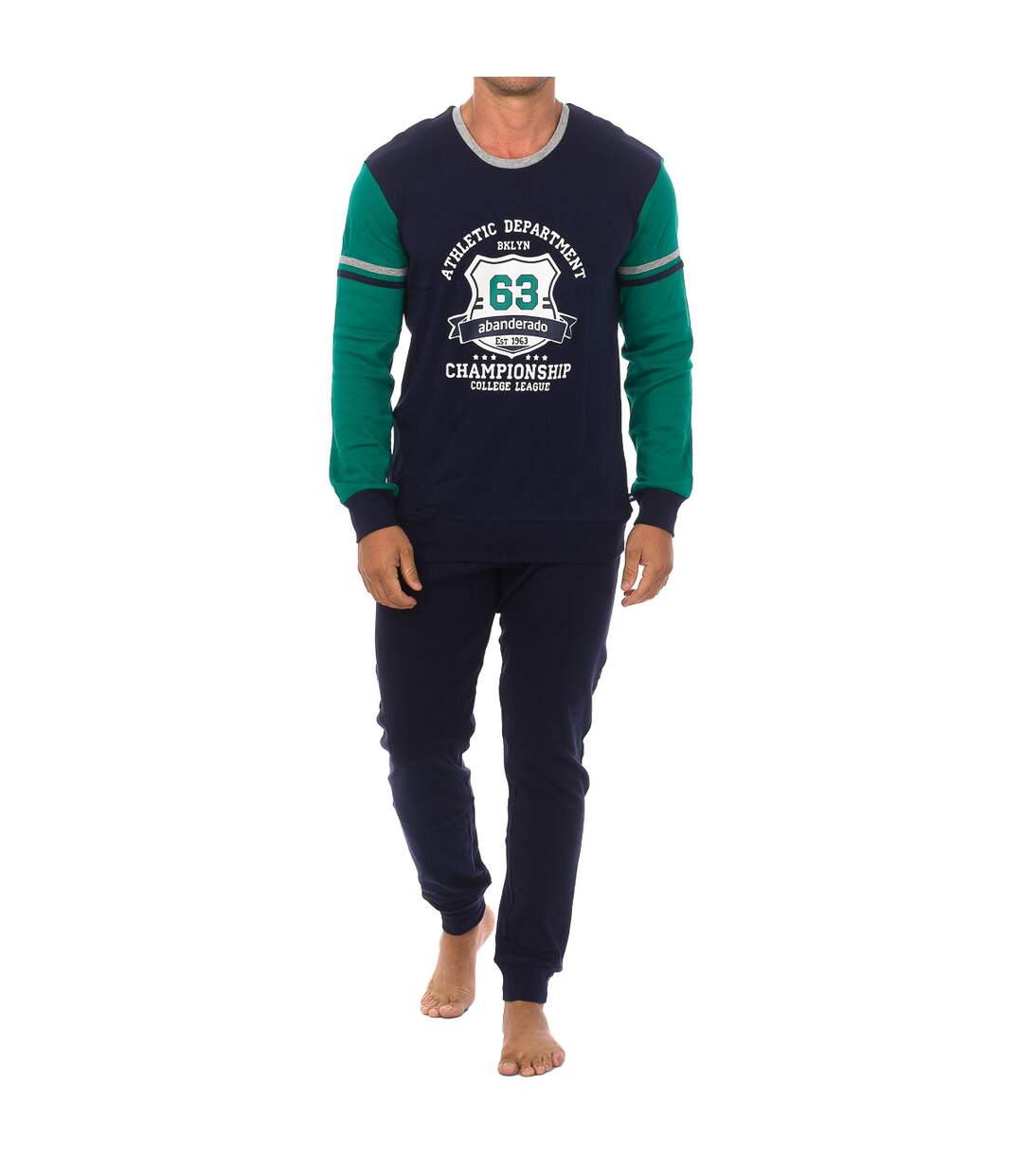 Men's long-sleeved, tundose fabric pajamas, model A0CHH-1PQ. Maximum softness and warmth.-1