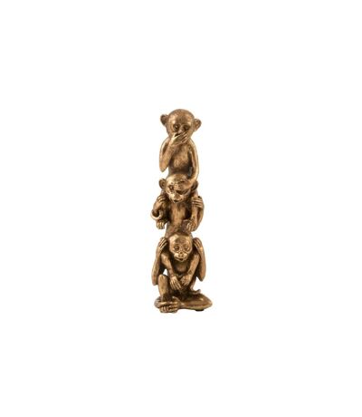 Statue Déco en Résine 3 Singes 32cm Or