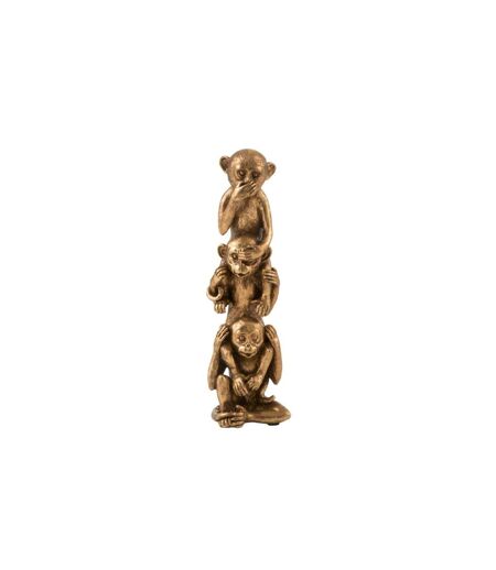 Statue Déco en Résine 3 Singes 32cm Or