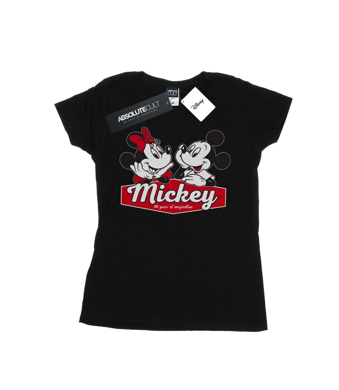 Disney T-Shirt coton 90 ans Mickie et Minnie Femme/Ladies (Noir) - UTBI48717-1