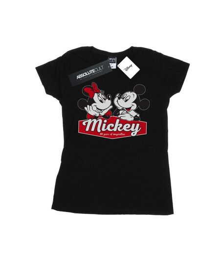 Disney T-Shirt coton 90 ans Mickie et Minnie Femme/Ladies (Noir) - UTBI48717