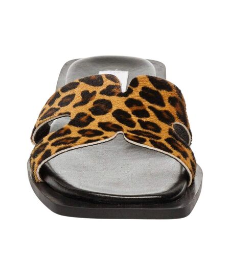Womens/ladies Hadyn Leather H-strap Sandals Leopard Steve Madden