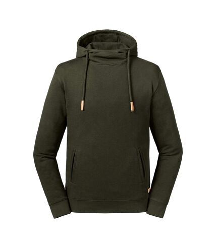 Russell Adults Unisex Pure High Collar Hooded Sweatshirt (Dark Olive) - UTRW7533