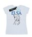 Disney Femmes/Ladies - Frozen Elsa Profile Sketch Cotton T-Shirt (Blanc) - UTBI21958-1