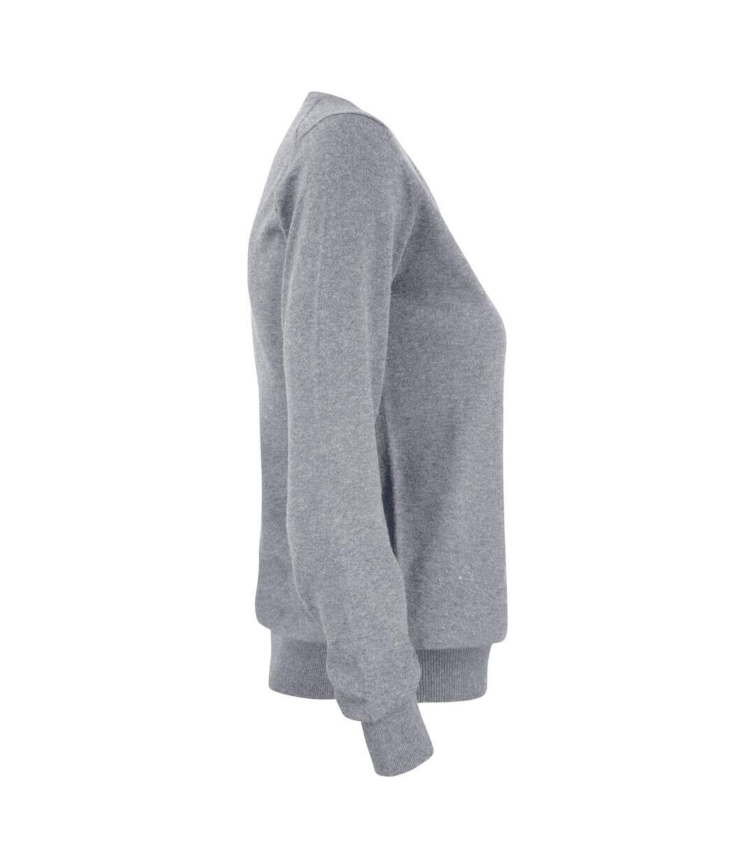 Womens/ladies oakville v neck sweatshirt grey melange Cutter & Buck-4