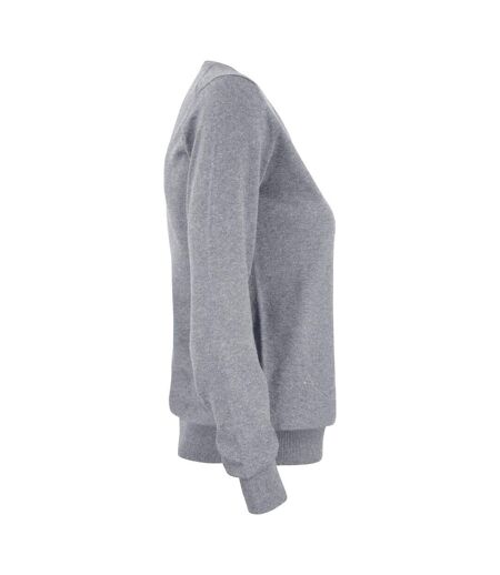 Womens/ladies oakville v neck sweatshirt grey melange Cutter & Buck