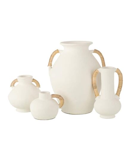 Vase Déco Léo 36cm Blanc & Naturel