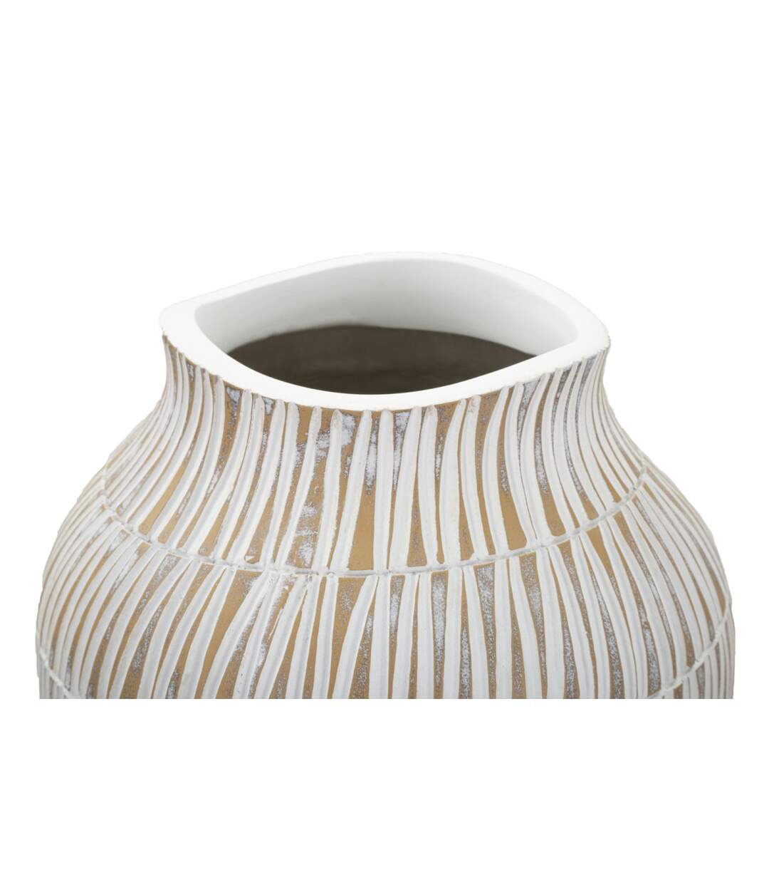 Vase Déco en Résine Stiky 44cm Or & Blanc-4