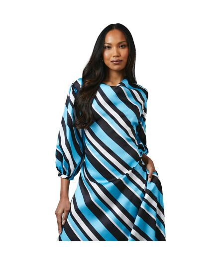 Womens/ladies Printed Cowl Neck 3/4 Sleeve Midi Dress Blue Principles
