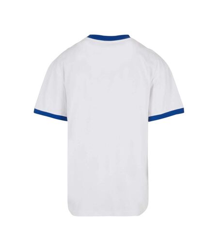 T-shirt Motif/style Ringer Homme Blanc Bleu Roi Urban Classics