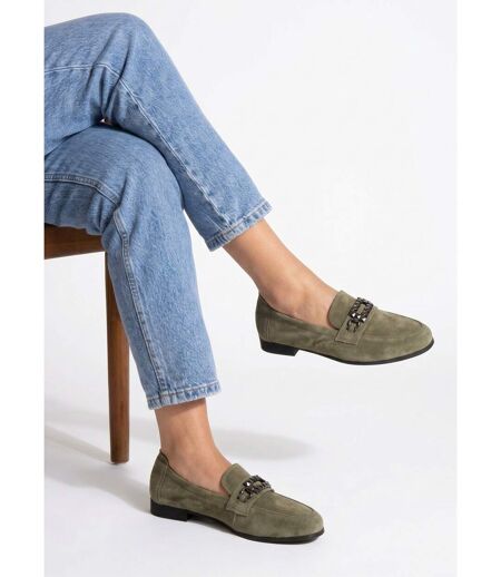 Mocassins cuir velours élastiqués