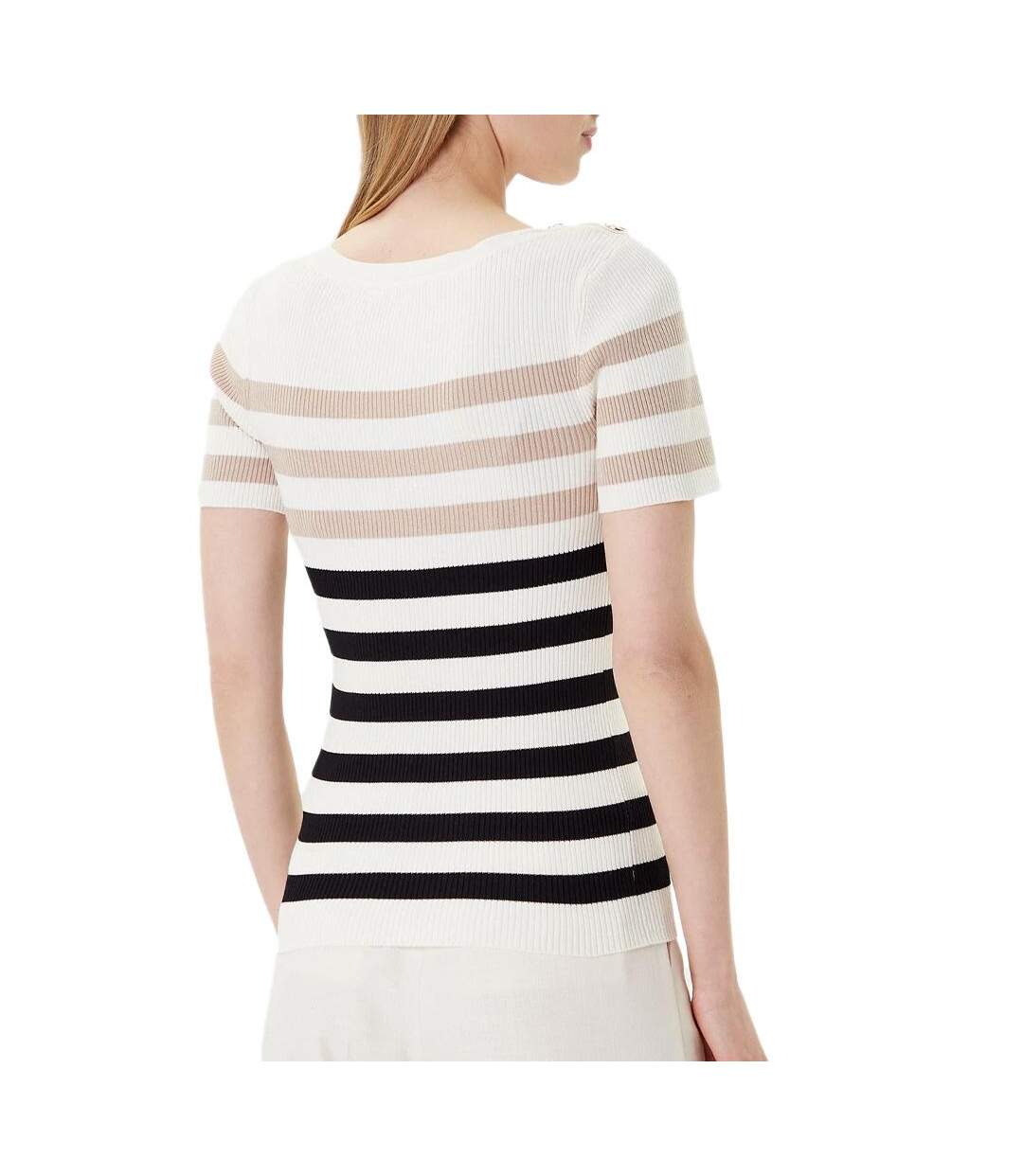 T-Shirt blanc femme morgan  rayure-2