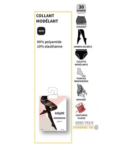 Collant Femme Confort et Qualité INFINITIF Pack de 2 Collants Modelant 3D