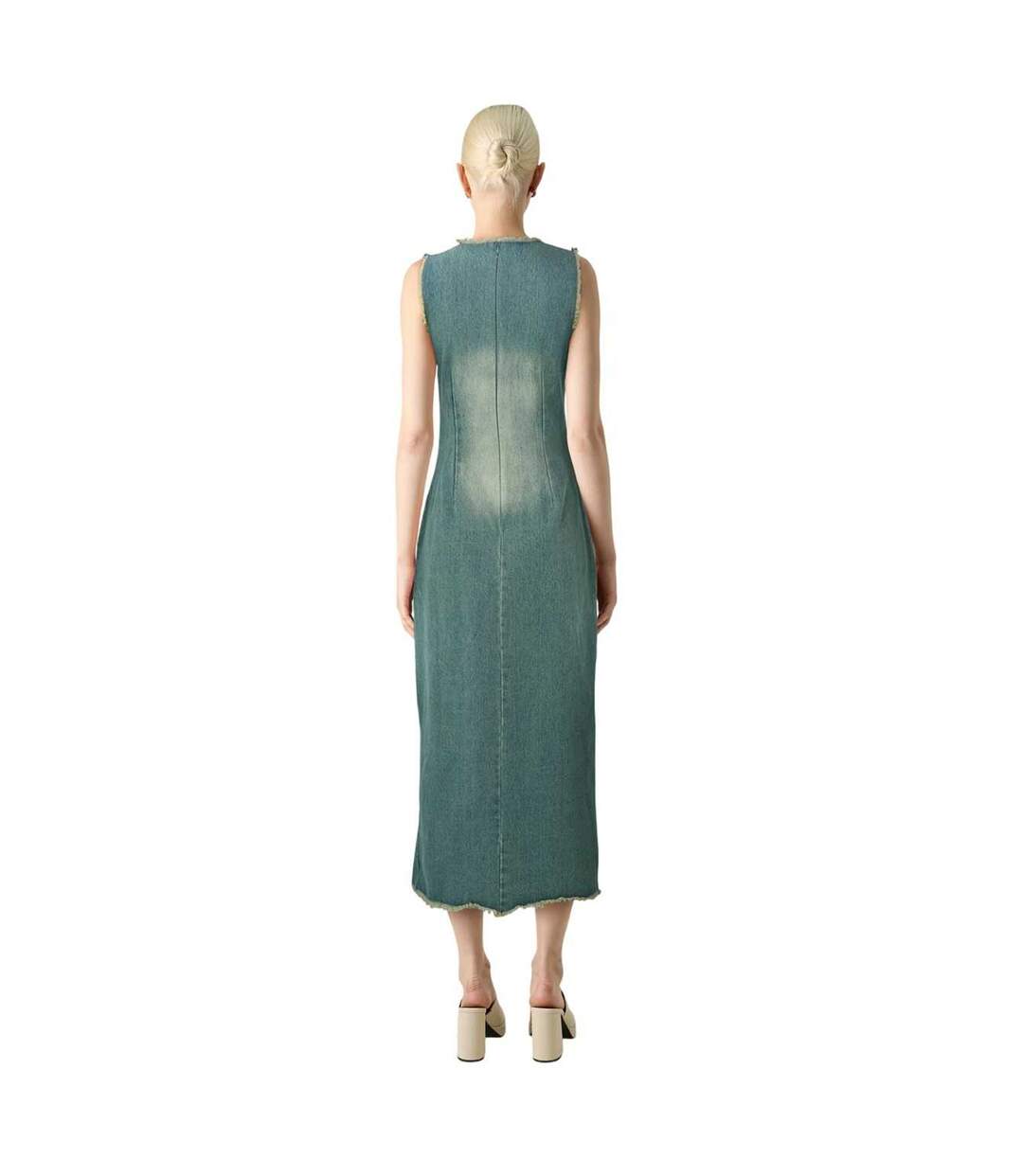 Womens/ladies Denim Distressed Hem Maxi Dress Blue The Ragged Priest-3
