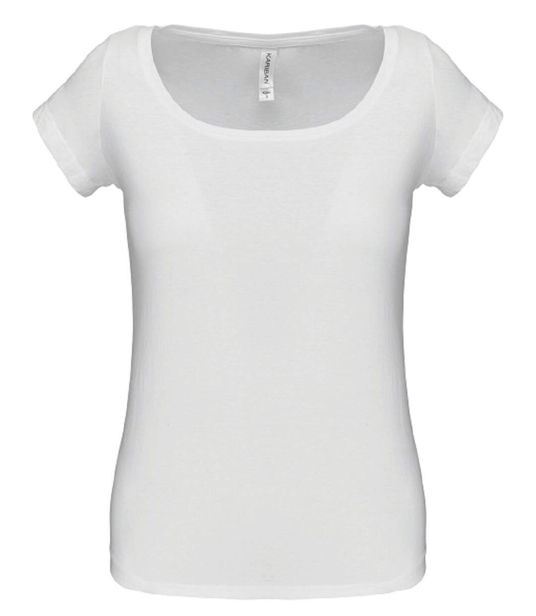 T-shirt col bateau - Femme - K384 - blanc