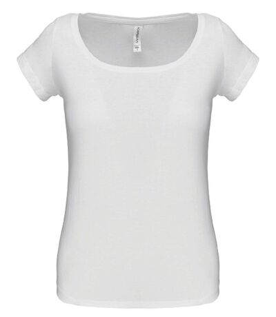 T-shirt col bateau - Femme - K384 - blanc