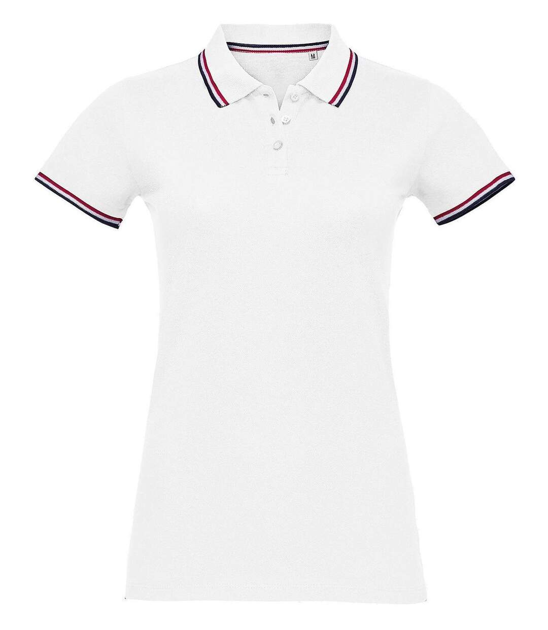 Polo homme liseret bleu blanc rouge - 02950 - blanc-1